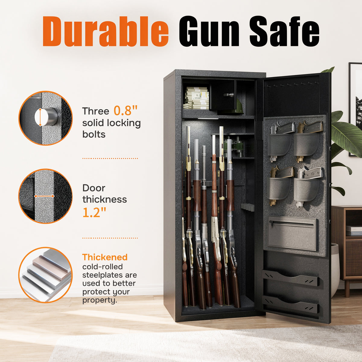 Biometric Large Gun Safe with Fingerprint Password Lock