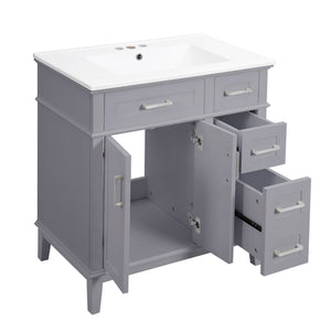 Modern Bathroom Vanity With Sink, Storage Cabinet, Soft Close Doors, Deep & Standard Drawers