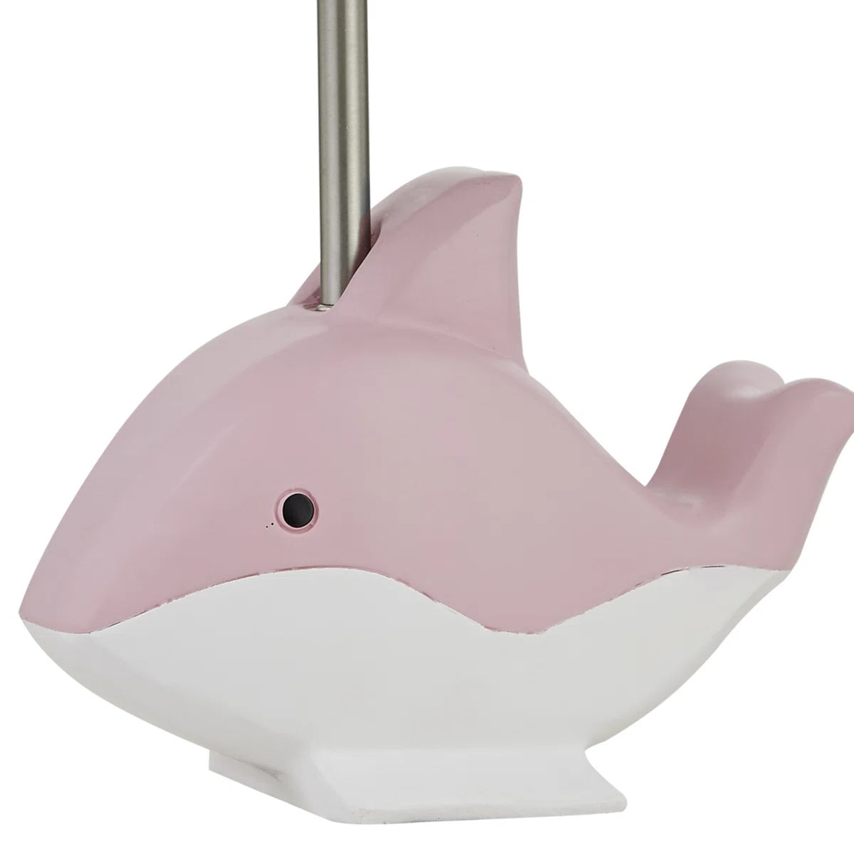 15-Inch Dolphin Table Lamp, Pink Resin Base with White Linen Shade