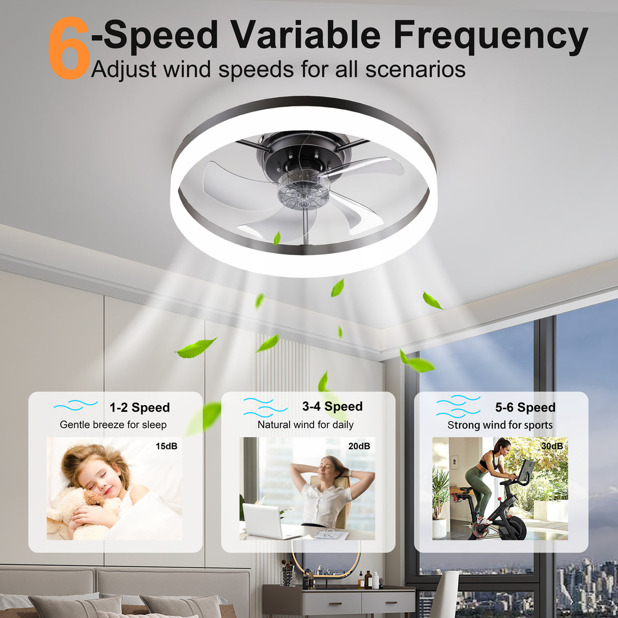 19.7" LED Ceiling Fan Light with Remote & App Control