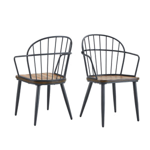 Industrial Inspired Indoor Dining Chair With Metal Legs And Birch (Set of 2) - Black / Natural - Best Buy Furniture