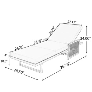 White Iron Outdoor Chaise Lounge