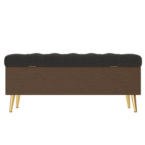 Modern Tufted Storage Ottoman Bench With Metal Legs