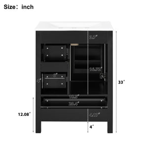 Bathroom Vanity With Sink, Soft-Close Doors, Double-Layer Shelf And 3 Drawers