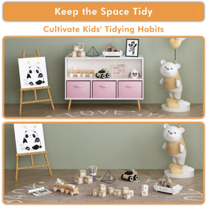 Bookcase With Collapsible Drawers, Book Display Organizer