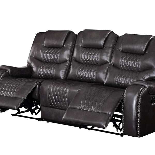 Braylon - Magnetite Synthetic Leather Manual Recliner Sofa - Brown