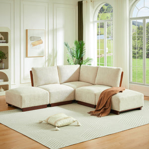Velora 88.5 in. 5-Piece V Shaped Boucle Modular Free Combination Sectional Sofa