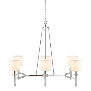 6-Light Chandelier with Fabric Drum Shades