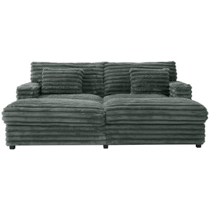 Oversized Double Chaise Lounge Sofa Bed With USB Ports And Cup Holders