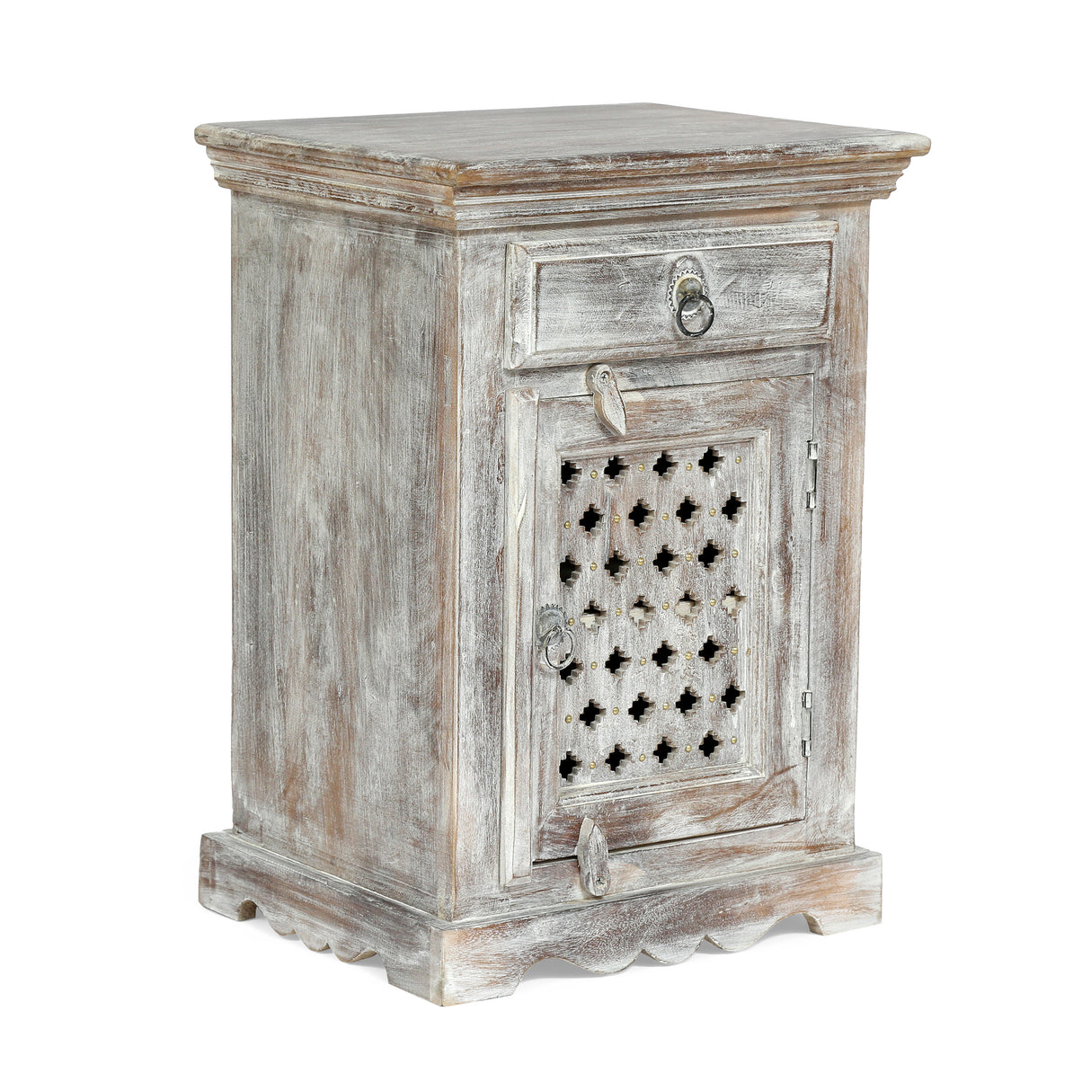 Wooden Nightstand With 1 Drawer 1 Door