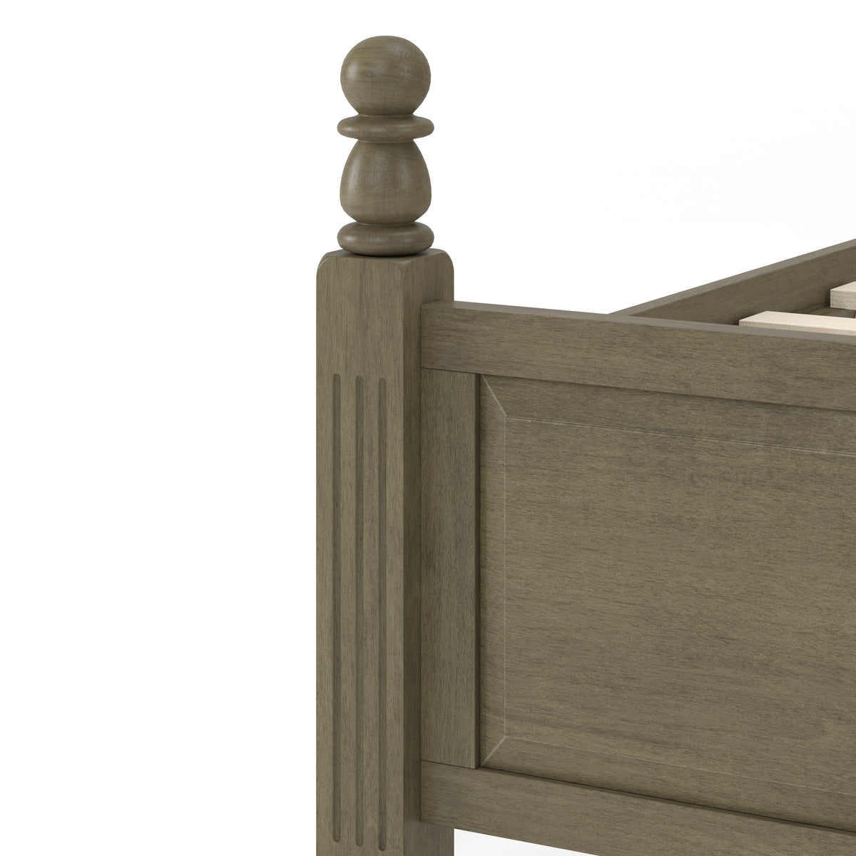 King Size Farmhouse Solid Wood Platform Bed Frame, 50.8-Inch Tall, Beige Linen