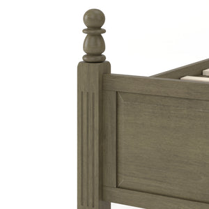 King Size Farmhouse Solid Wood Platform Bed Frame, 50.8-Inch Tall, Beige Linen