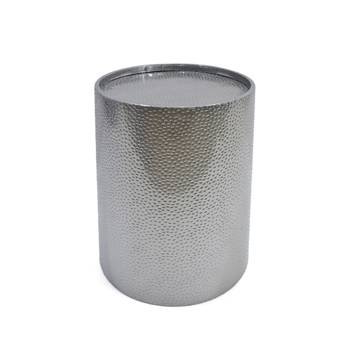 Modern Round Accent Table With Hammered Surface