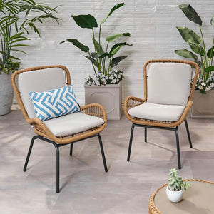 Outdoor Wicker Club Chair With Cushions (Set of 2) - Best Buy Furniture
