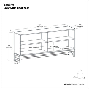 Banting - Low Wide Bookcase - Walnut Brown