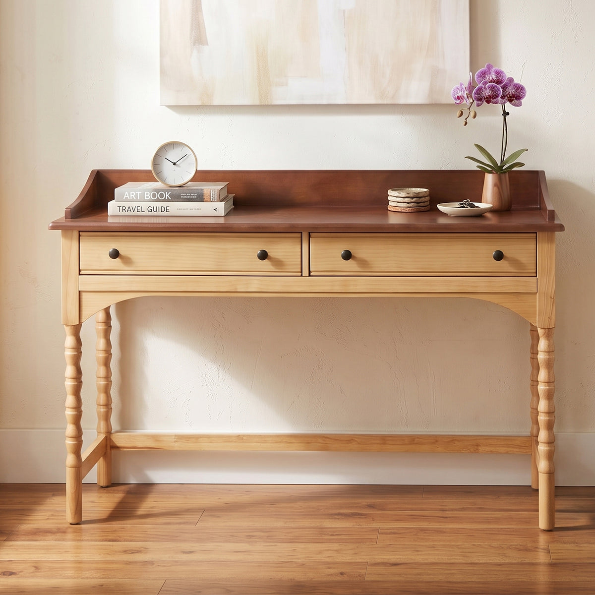 54'' Wooden Writing Desk with 2 Storage Drawers
