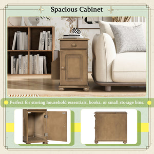 Vintage Flip Top Side Table With USB Ports