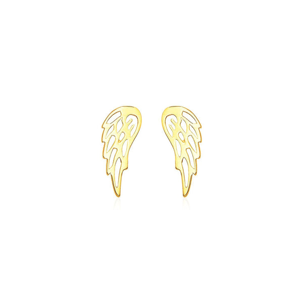 14k Yellow Gold Polished Wing Post Earrings