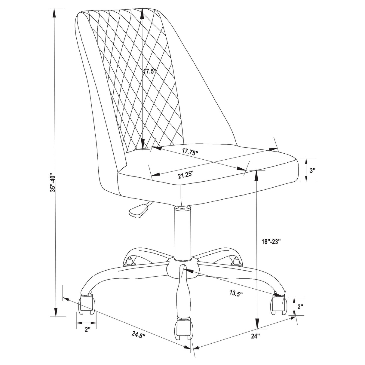 Adjustable Office Chair With Diamond Tufted Backrest Base - Brown