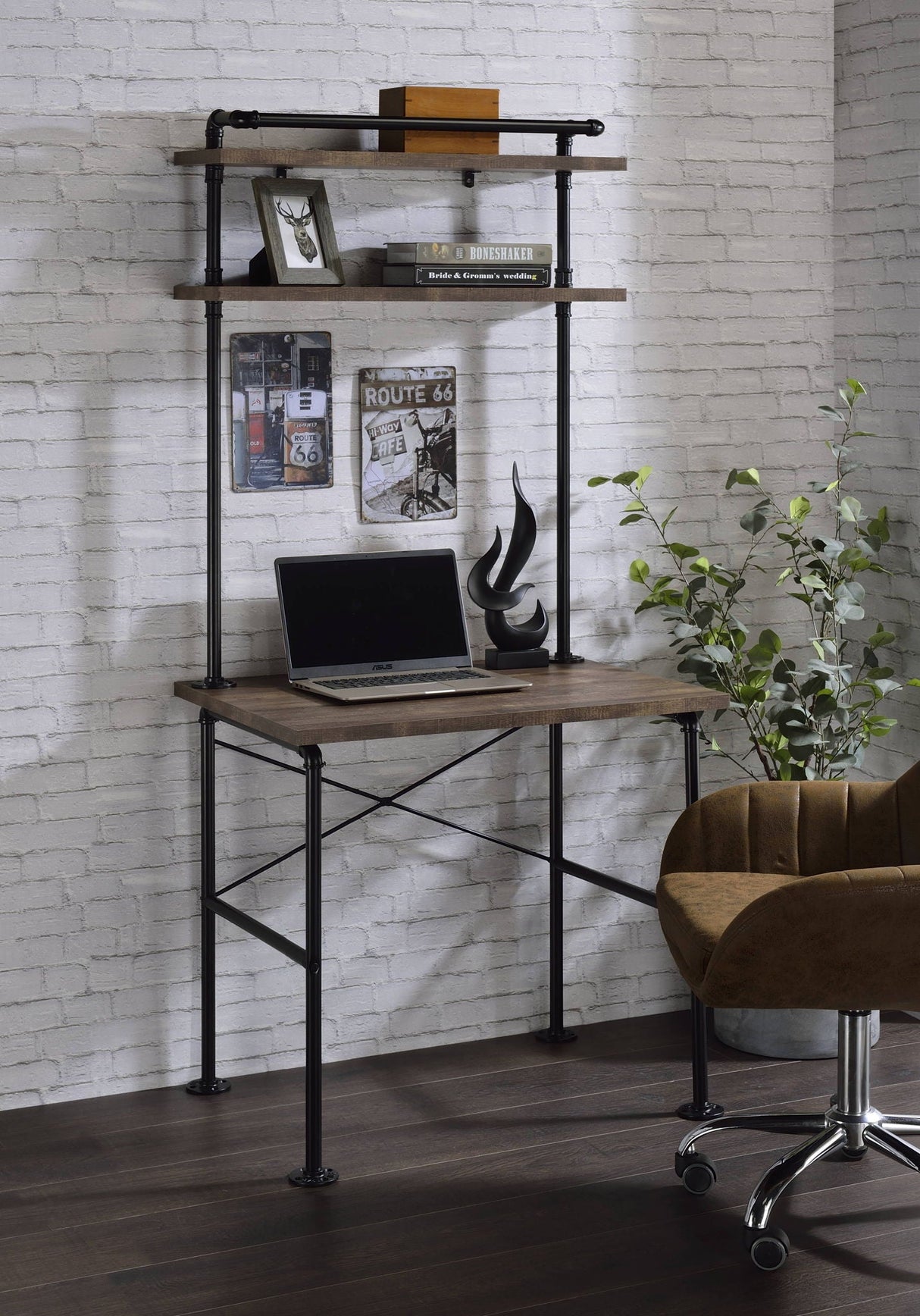Ensata - Rustic Writing Desk - Black / Oak - Best Buy Furniture