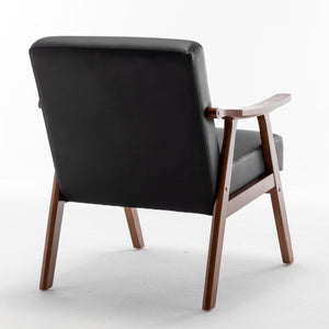 Mid Century Modern Accent Chair With Solid Wood Frame And Extra Thick Backrest