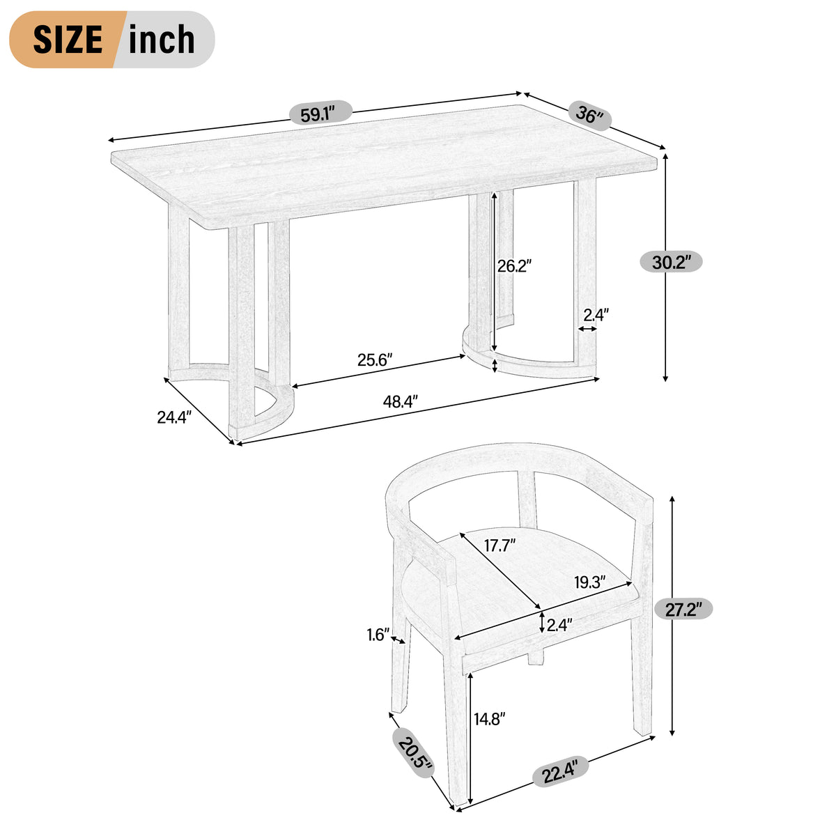 TREXM 7 Piece Dining Table Set for 6