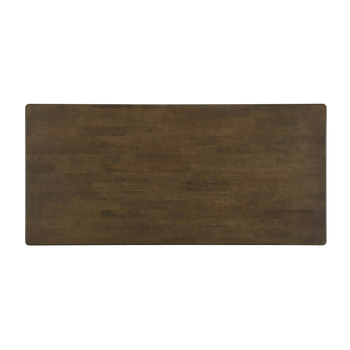 Walnut-Colored Rubber Wood Dining Table with Rattan Accents
