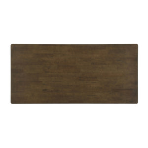Walnut-Colored Rubber Wood Dining Table with Rattan Accents