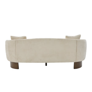 81 in. Curved Boucle Sofa with Wooden Base