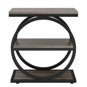 Industrial Narrow End Table With 3 Shelves