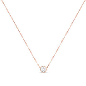 .925 Sterling Silver 1/2 Cttw Diamond Bezel 18" Pendant Necklace (I-J Color, I2-I3 Clarity)