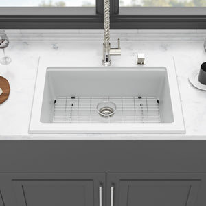 Quartz Kitchen Sink 30" X 22" Granite Composite Workstation Drop In Sink - White