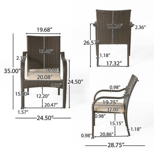 5 Piece Outdoor Dining Set, 31.5" Teak Finish Acacia Wood Table with 4 Chairs