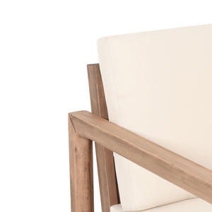 Outdoor Acacia Wood Patio Club Chair, Wood Patio Furniture, Waterproof Thick Cushion Deep Seating For Porch - Brown Wash / Beige