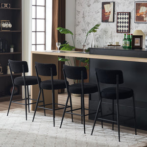 Modern Teddy Fabric Upholstered Bar Stools - Legs