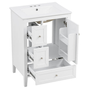 Modern Bathroom Vanity With Sink, Soft Close Drawers & Door, Storage Rack