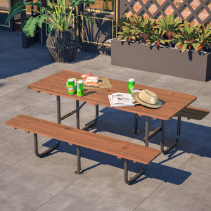 72" Rectangular Outdoor Picnic Table for 6 Person