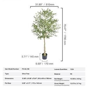 Artificial Olive Tree - 6 FT Tall Faux Plant