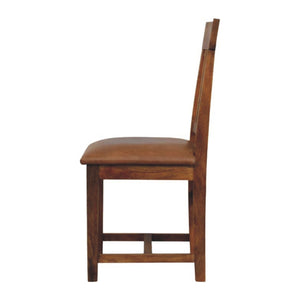 Solid Wood Leather Slatted Dining Chair