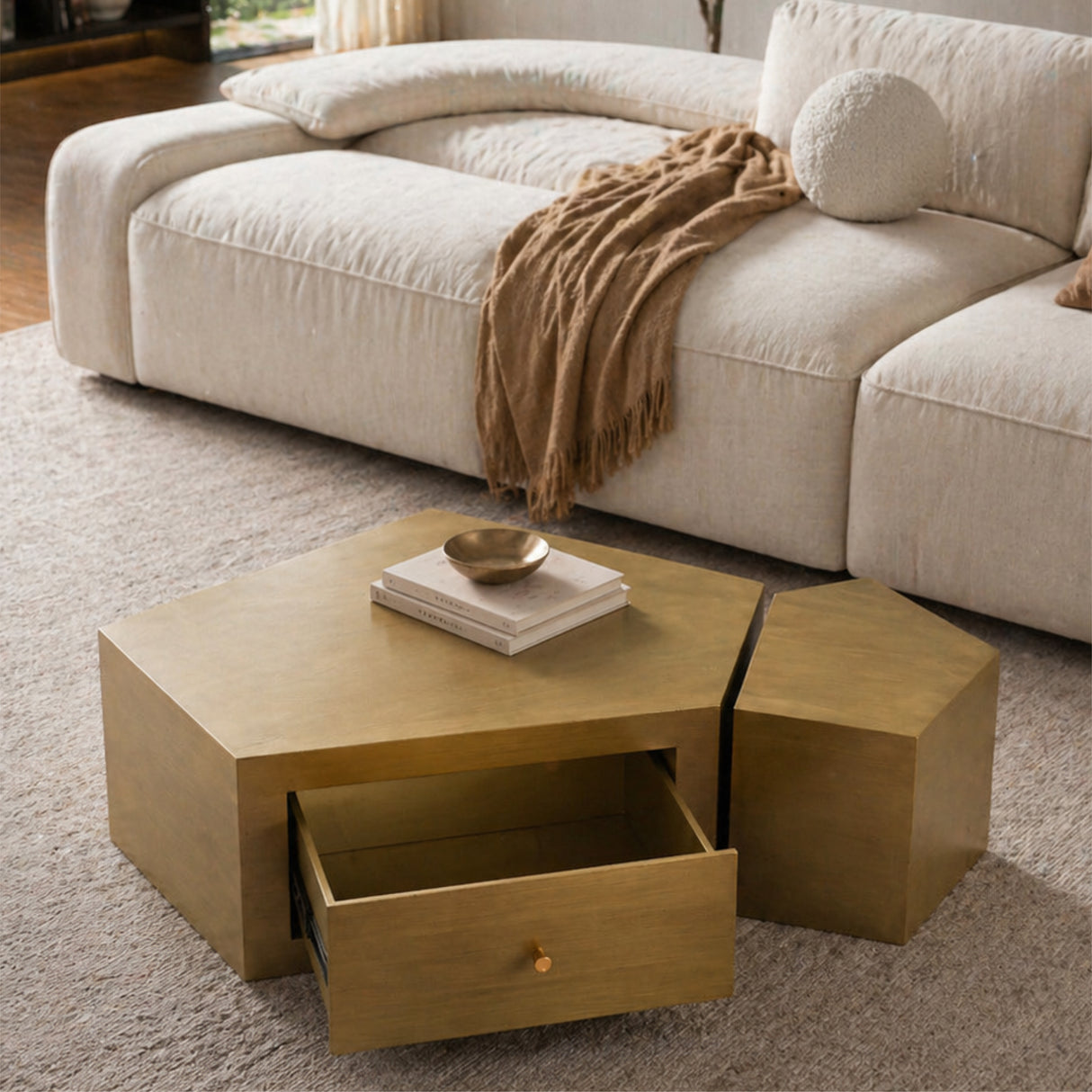 Modern Geometric Coffee Table Set of 2
