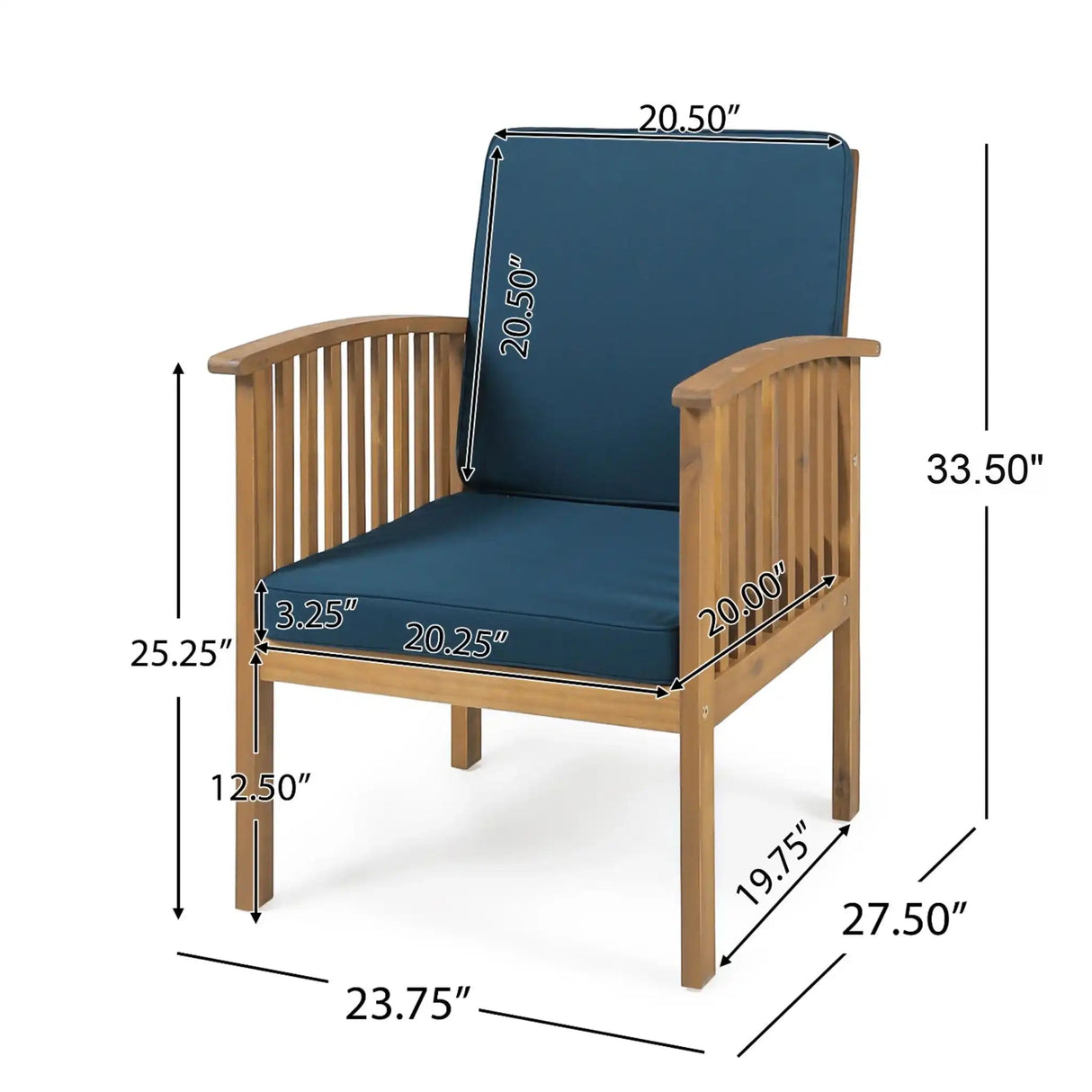 Casa - Acacia Club Chair Coastal Classic Outdoor Seating, Waterproof Fabric - Best Buy Furniture