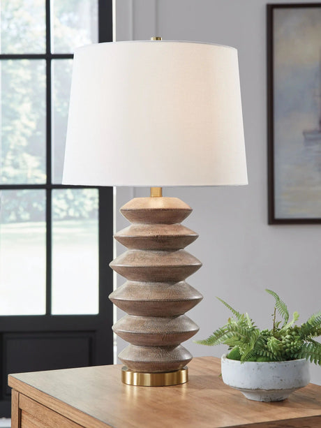 Jyllyard - Poly Table Lamp - Brown / Gold Finish - Best Buy Furniture