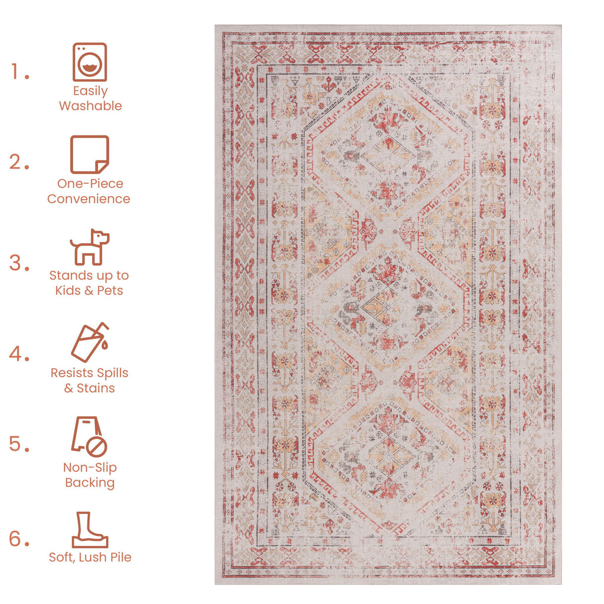 Maval - 8' X 10' Washable Area Rug - Beige