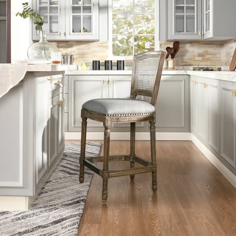 Triomphe Rattan Wicker High Back Armless Counter Bar Stool