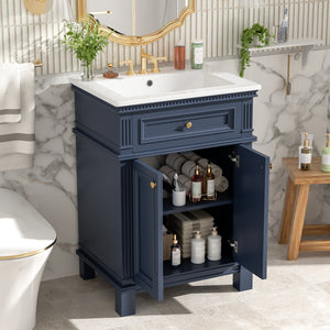 24'' Vintage Elegance Bathroom Cabinet with Ceramic Sink