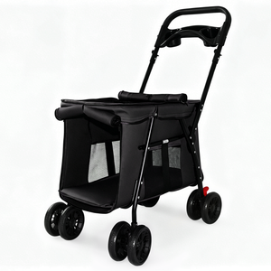 Pet Stroller Foldable 4-Wheel Design with Breathable Mesh