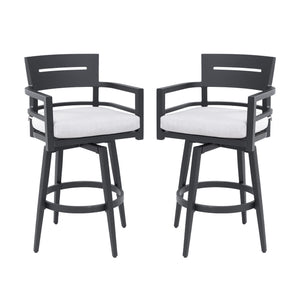 Outdoor Swivel Bar Chairs, 360 Degree Rotation, Ergonomic Backrest (Set of 2)