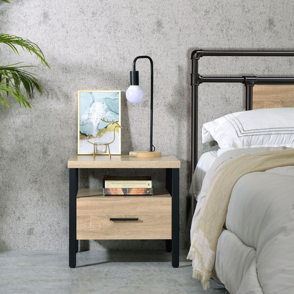 Oak-Finish-Nightstand-with-1-Drawer-and-1-Shelf-Nightstands