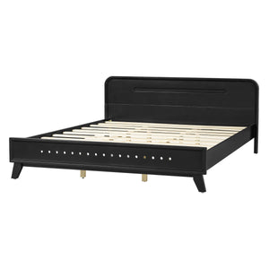 Pine Solid Wood Queen Size Bed, Solid and Stable, No Box Spring Needed