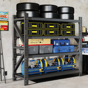 5000 lbs Heavy Duty Garage Shelving, 4-Shelf Adjustable Metal Storage Unit (63"H x 67"W x 23.7"D) 5000LBS Capacity Industrial Shelving for Warehouse